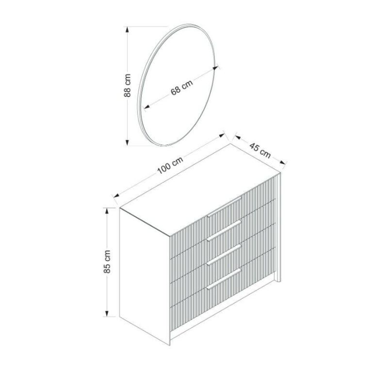 Cassettiera in legno antracite 100x45h cm - Jebi