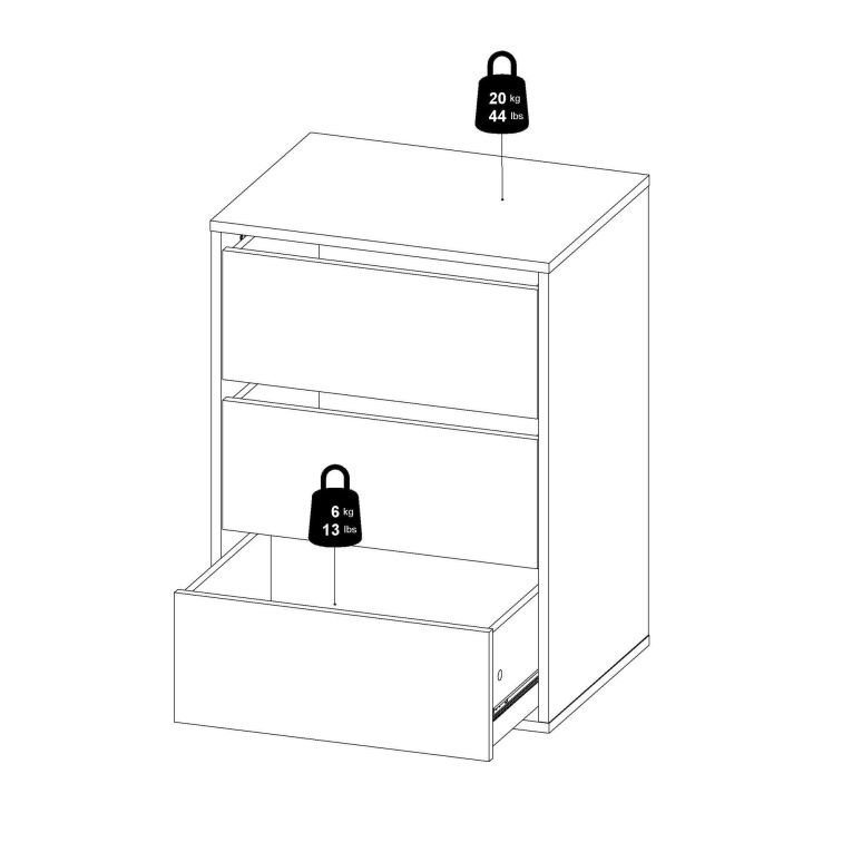 Cassettiera in legno bianca 51x70h cm - Adonino
