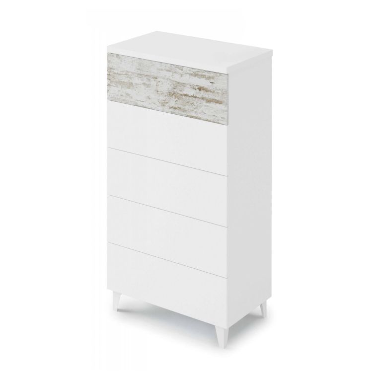 Cassettiera in legno bianca 61x117h cm - Aaron