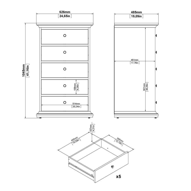 Cassettiera in legno bianca 62x104h cm - Pechino