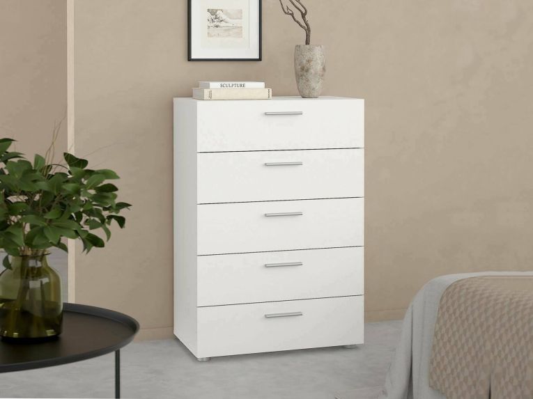 Cassettiera in legno bianca 70x102h cm - Haru