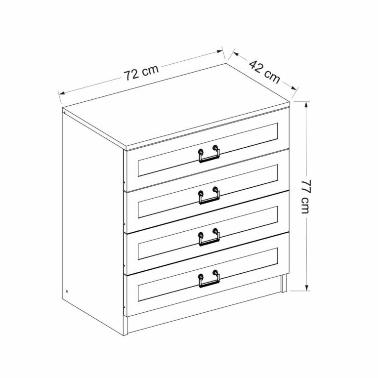 Cassettiera in legno bianca 72x42h cm - Vische