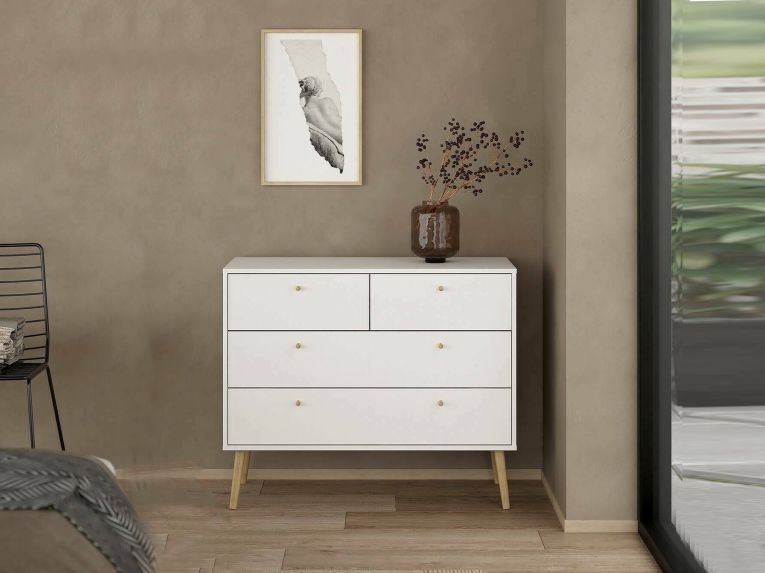 Cassettiera in legno bianca 98x81h cm - Pelagie