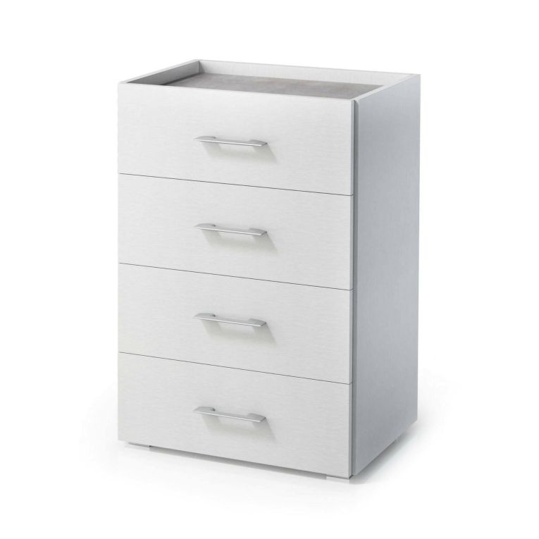 Cassettiera in legno bianca e cemento 50x87h cm - Avim