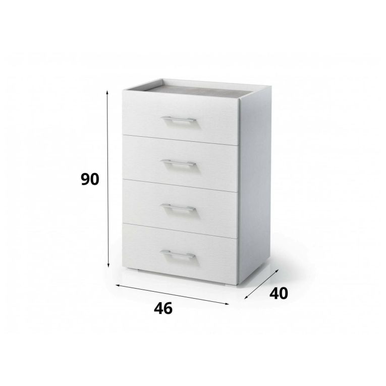 Cassettiera in legno bianca e cemento 50x87h cm - Avim