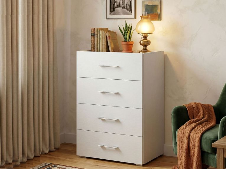 Cassettiera in legno bianca e cemento 50x87h cm - Avim