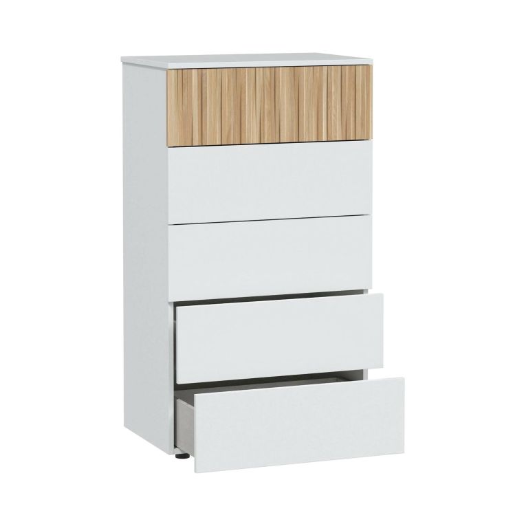 Cassettiera in legno bianca e rovere 61x109h cm - Asiatica