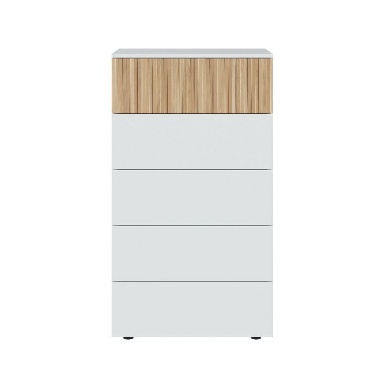 Cassettiera in legno bianca e rovere 61x109h cm - Asiatica