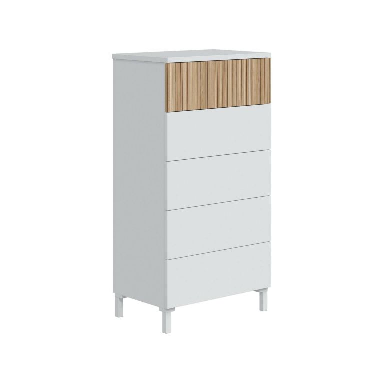 Cassettiera in legno bianca e rovere 61x118h cm - Argenta