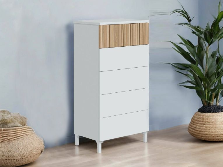 Cassettiera in legno bianca e rovere 61x118h cm - Argenta
