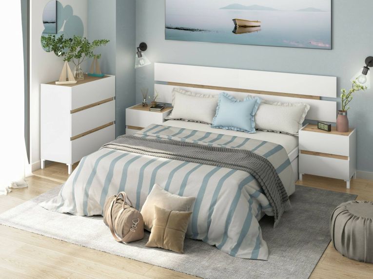 Cassettiera in legno bianca e rovere nodi 79x90h cm - Teddy