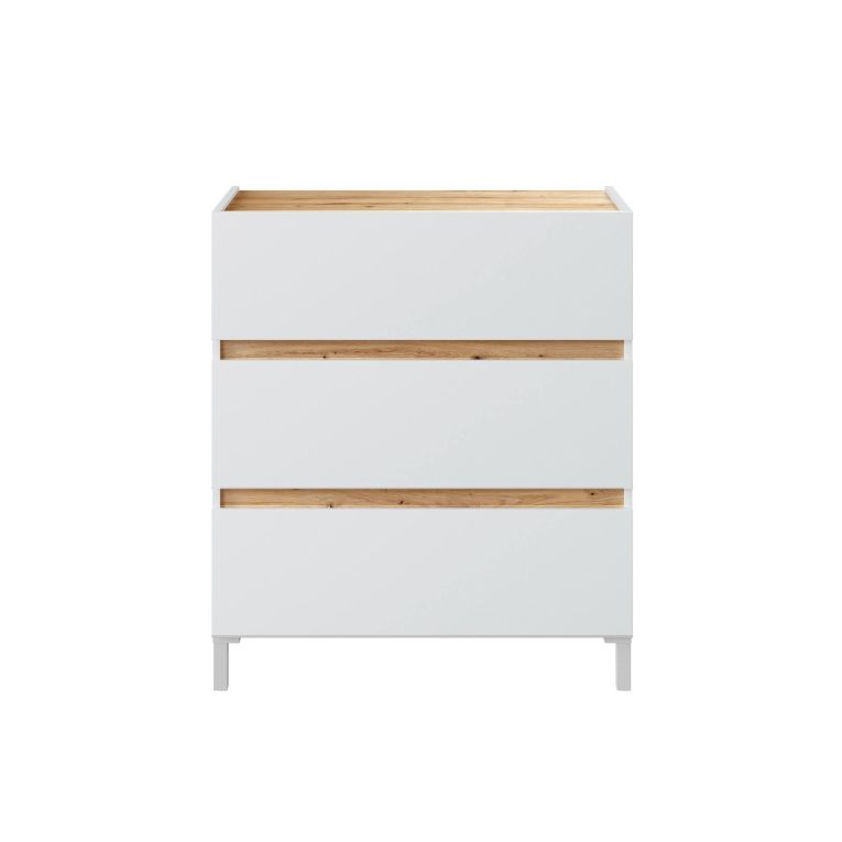 Cassettiera in legno bianca e rovere nodi 79x90h cm - Teddy