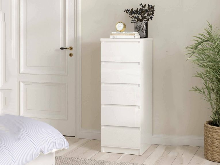 Cassettiera in legno bianca lucida 40x50x111h cm - Achaldi