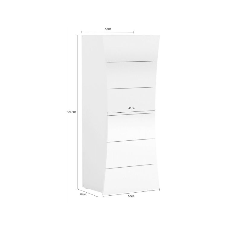 Cassettiera in legno bianca lucida 50x121h cm - Arignano