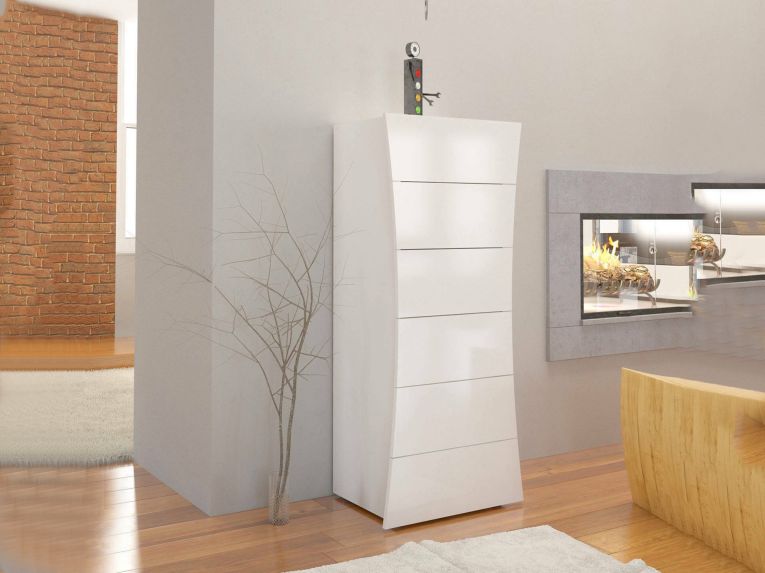 Cassettiera in legno bianca lucida 50x121h cm - Arignano