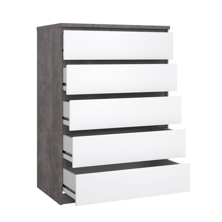 Cassettiera in legno cemento e bianca lucida 77x111h cm - Ansel