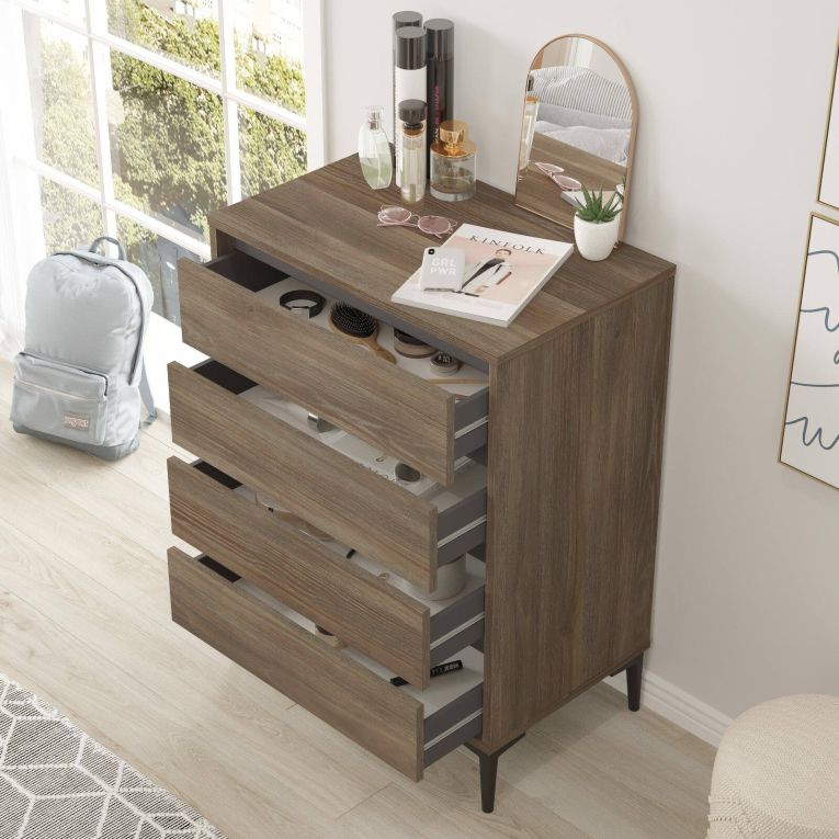 Cassettiera in legno marrone e antracite 72x98h cm - Adolphe