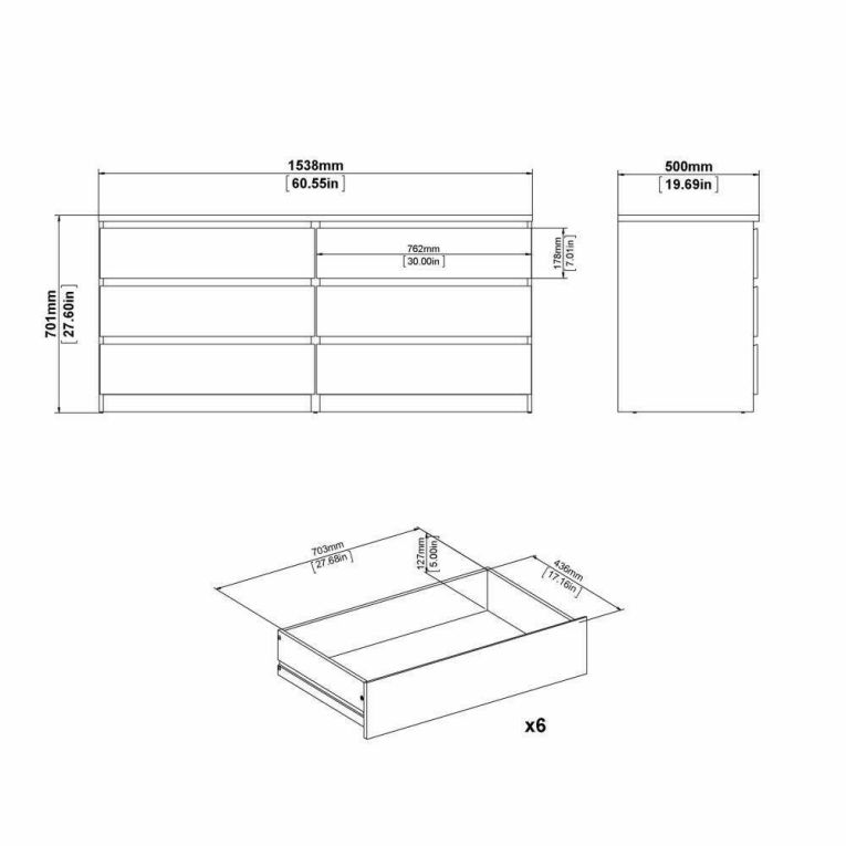Cassettiera in legno nera 153x70h cm - Aci