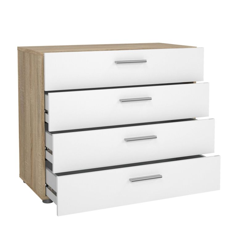 Cassettiera in legno quercia e bianca lucida 80x68h cm - Arwen