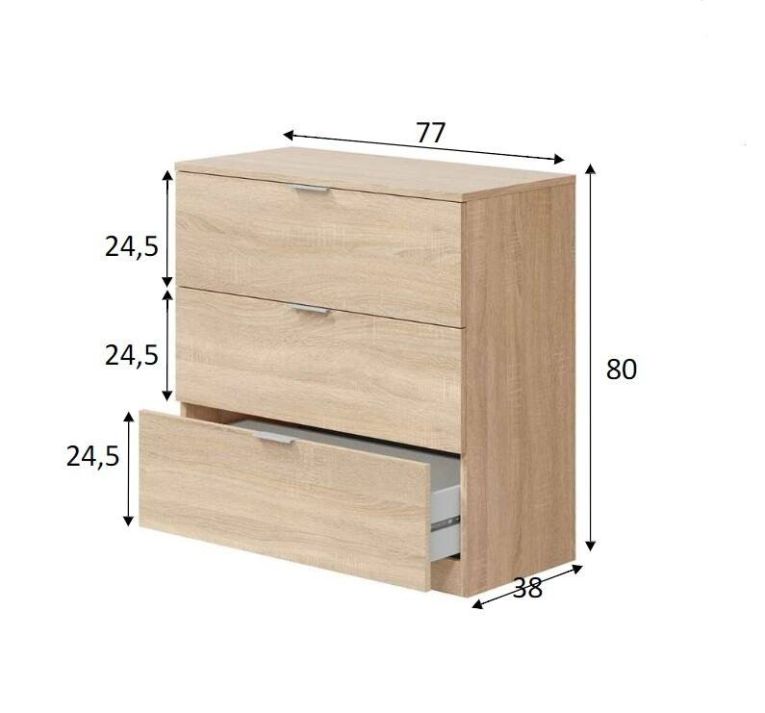 Cassettiera in legno rovere 77x80h cm - Garbino