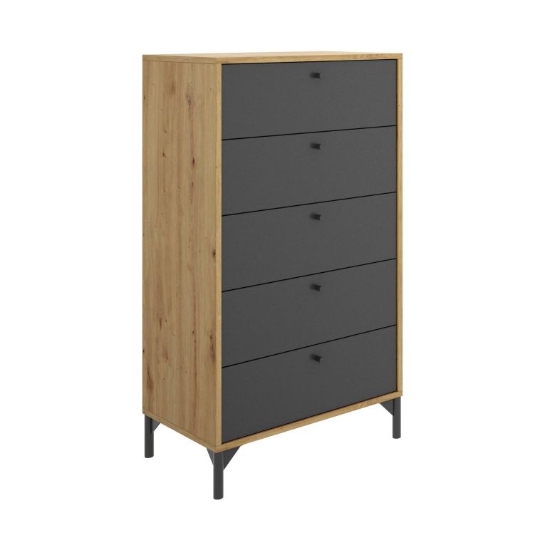 Cassettiera in legno rovere e antracite 60x127h cm - Armerina