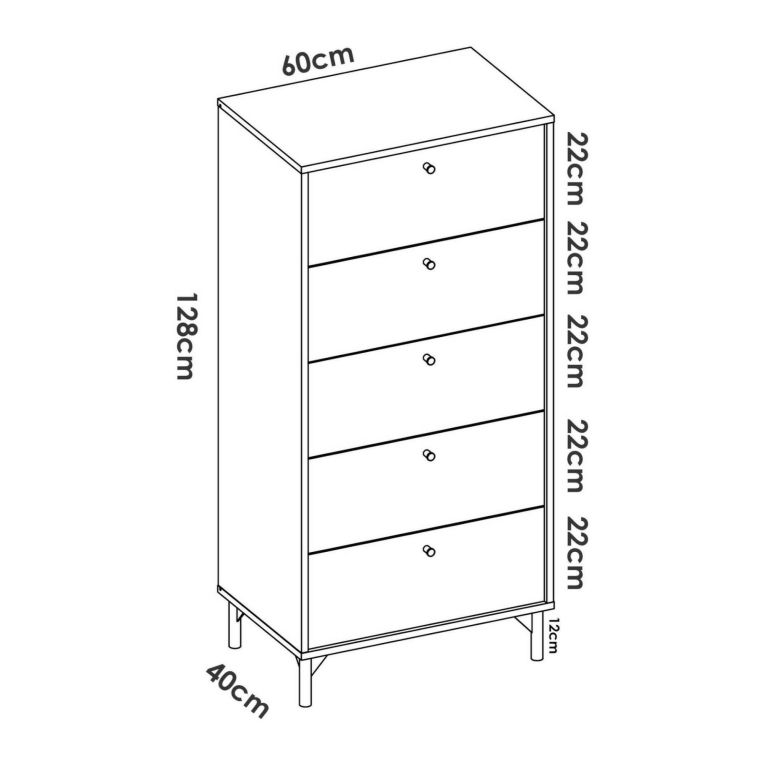 Cassettiera in legno rovere e antracite 60x127h cm - Armerina