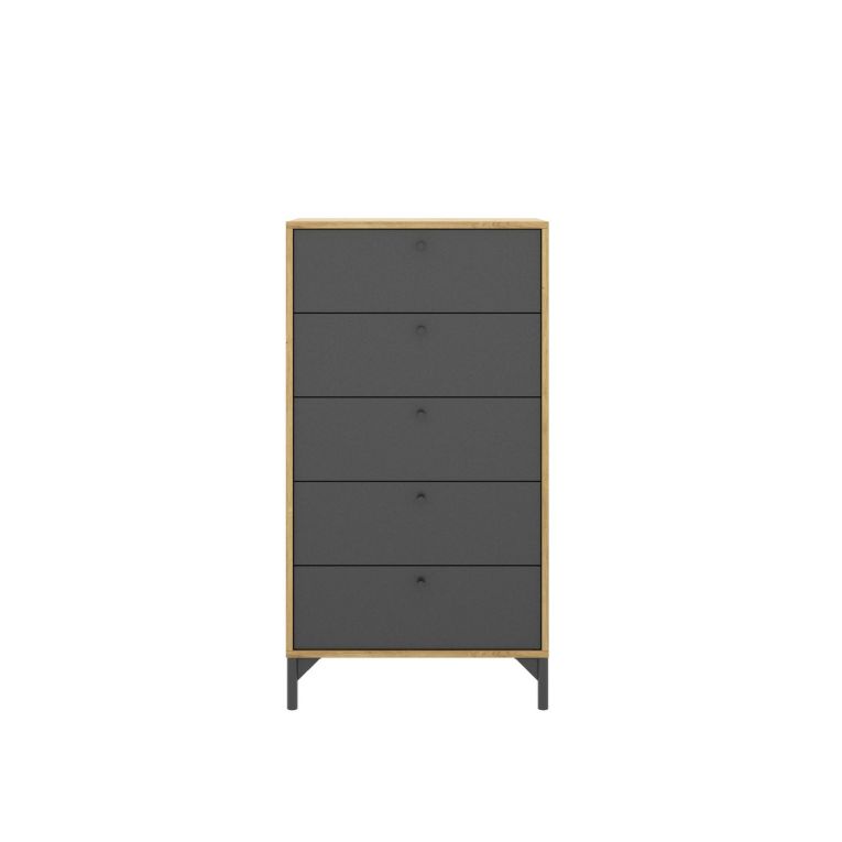 Cassettiera in legno rovere e antracite 60x127h cm - Armerina