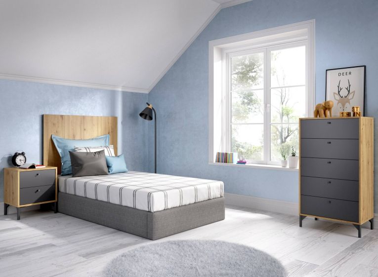 Cassettiera in legno rovere e antracite 60x127h cm - Armerina