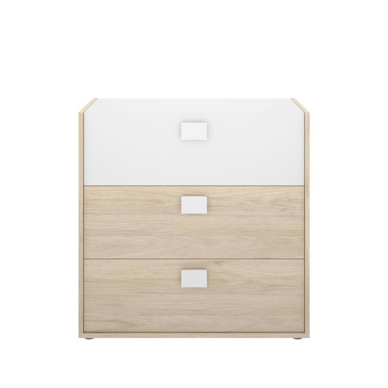 Cassettiera in legno rovere e bianca 80x81h cm - Alibaba