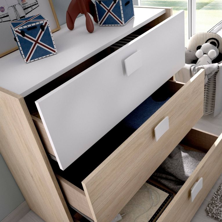 Cassettiera in legno rovere e bianca 80x81h cm - Alibaba