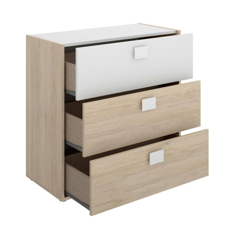 Cassettiera in legno rovere e bianca 80x81h cm - Alibaba