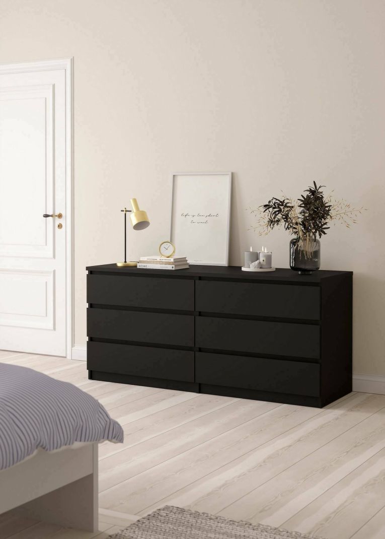 Cassettiera Ingrid, Settimino multiuso, Comò camera da letto, Mobile con cassetti, 50x154 h70 cm, Nero