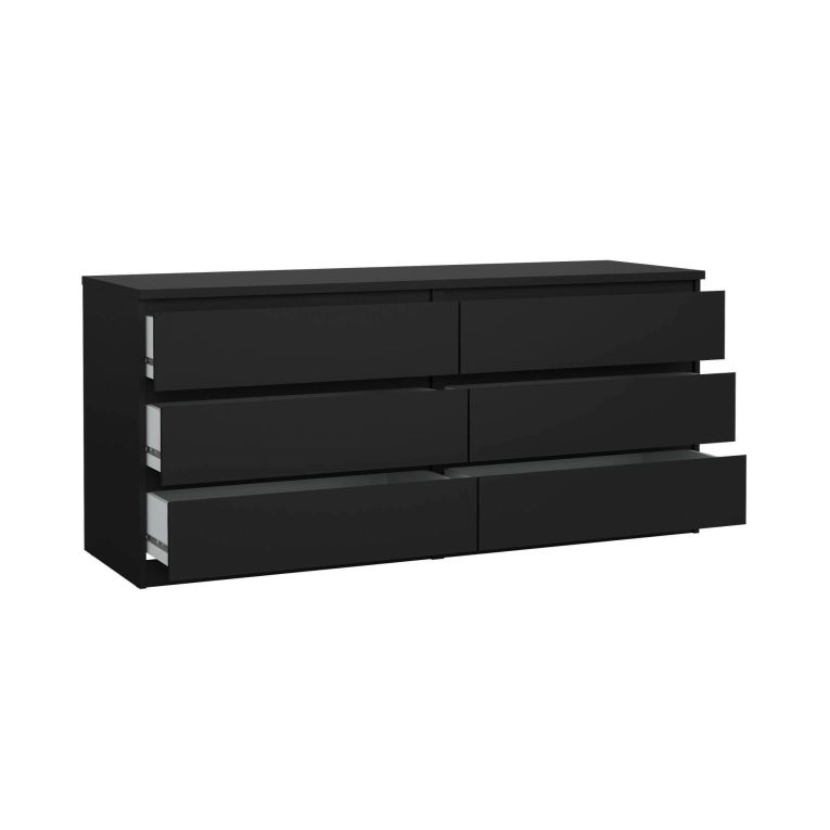 Cassettiera Ingrid, Settimino multiuso, Comò camera da letto, Mobile con cassetti, 50x154 h70 cm, Nero