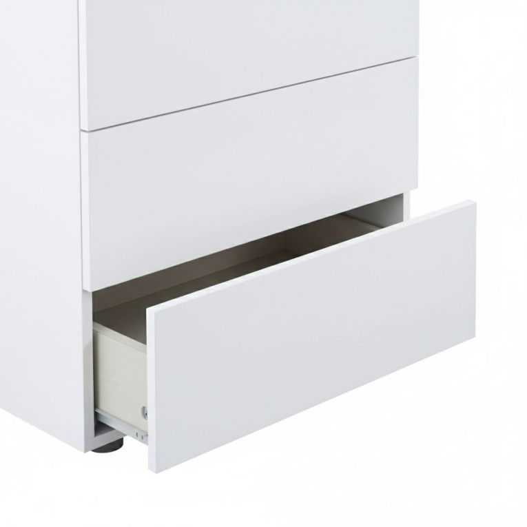 Cassettiera Irving, Settimanale a 5 cassetti, Mobile Comò per camera da letto, Comò moderno, 61x40h118 cm, Bianco