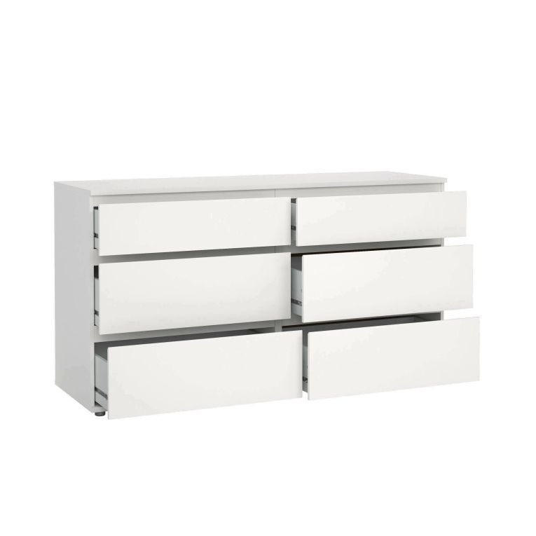 Cassettiera Isabel, Settimino multiuso, Comò camera da letto, Mobile con cassetti, 153x50 h84 cm, Bianco