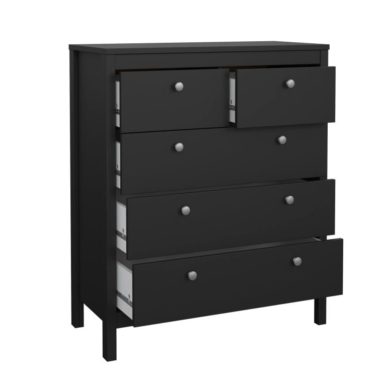 Cassettiera Jeanine, Settimino multiuso, Comò camera da letto, Mobile con cassetti, 38x82 h99 cm, Nero