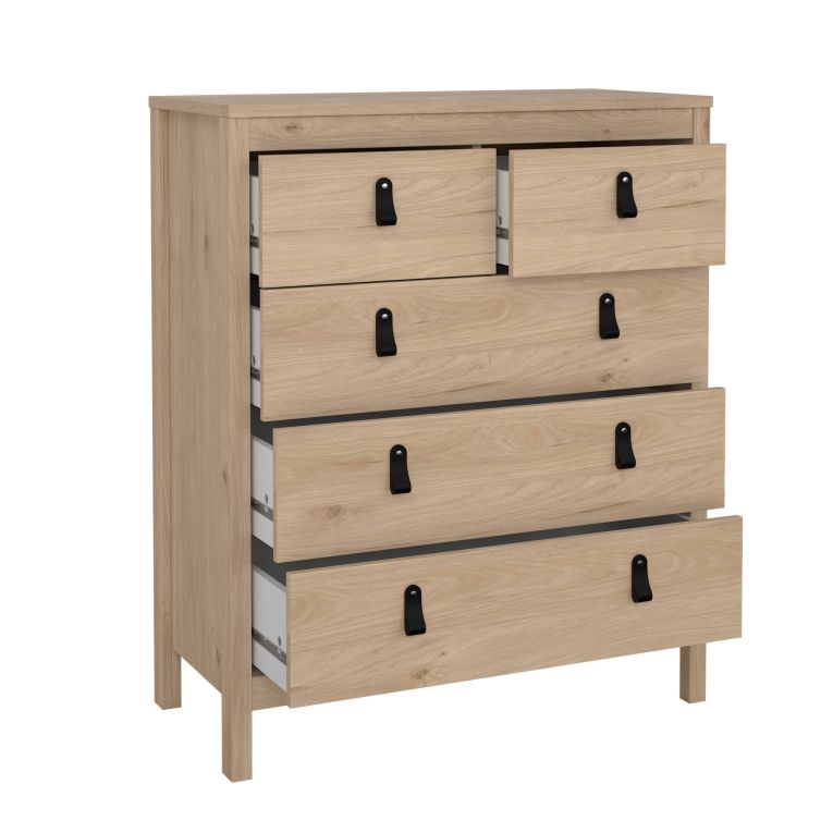 Cassettiera Jeanine, Settimino multiuso, Comò camera da letto, Mobile con cassetti, 38x82 h99 cm, Rovere