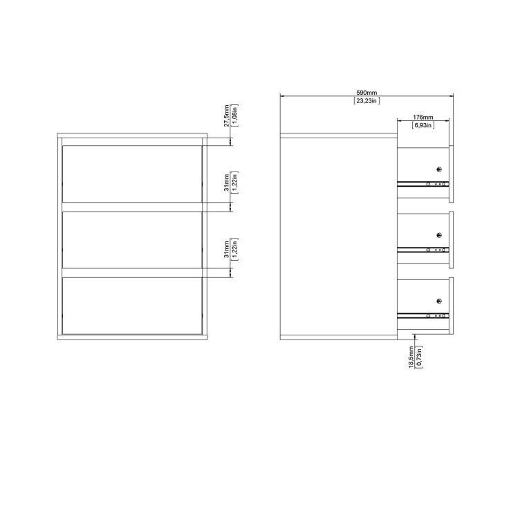Cassettiera Jeanne, Settimino multiuso, Comò camera da letto, Mobile con cassetti, 51x40 h70 cm, Bianco
