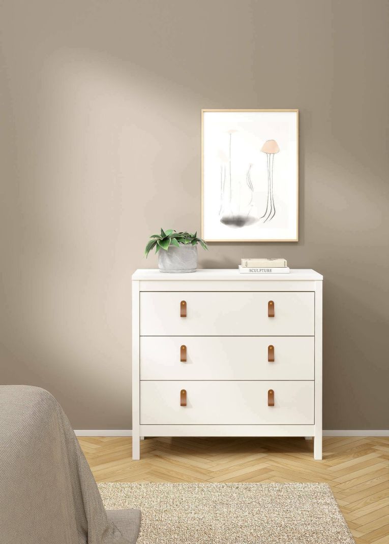 Cassettiera Joceline, Settimino multiuso, Comò camera da letto, Mobile con cassetti, 38x82 h80 cm, Bianco