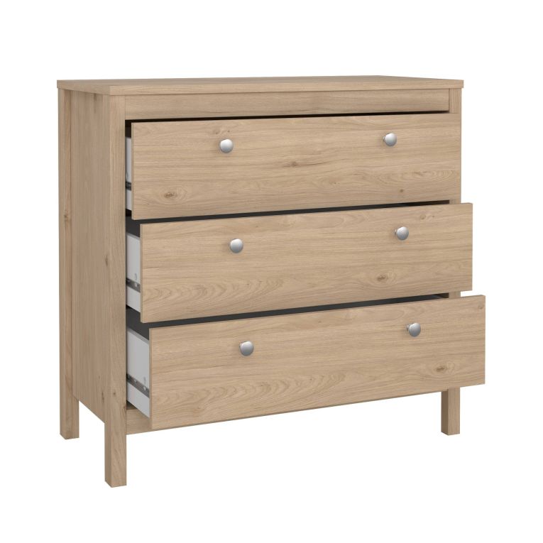 Cassettiera Joceline, Settimino multiuso, Comò camera da letto, Mobile con cassetti, 38x82 h80 cm, Rovere