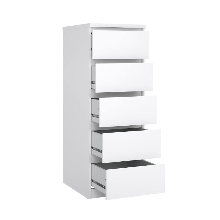 Cassettiera Joelle, Settimino multiuso, Comò camera da letto, Mobile con cassetti, 40x50 h111 cm, Bianco