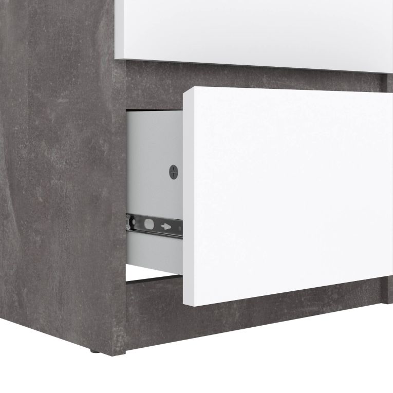 Cassettiera Joelle, Settimino multiuso, Comò camera da letto, Mobile con cassetti, 50x40 h111 cm, Cemento e Bianco