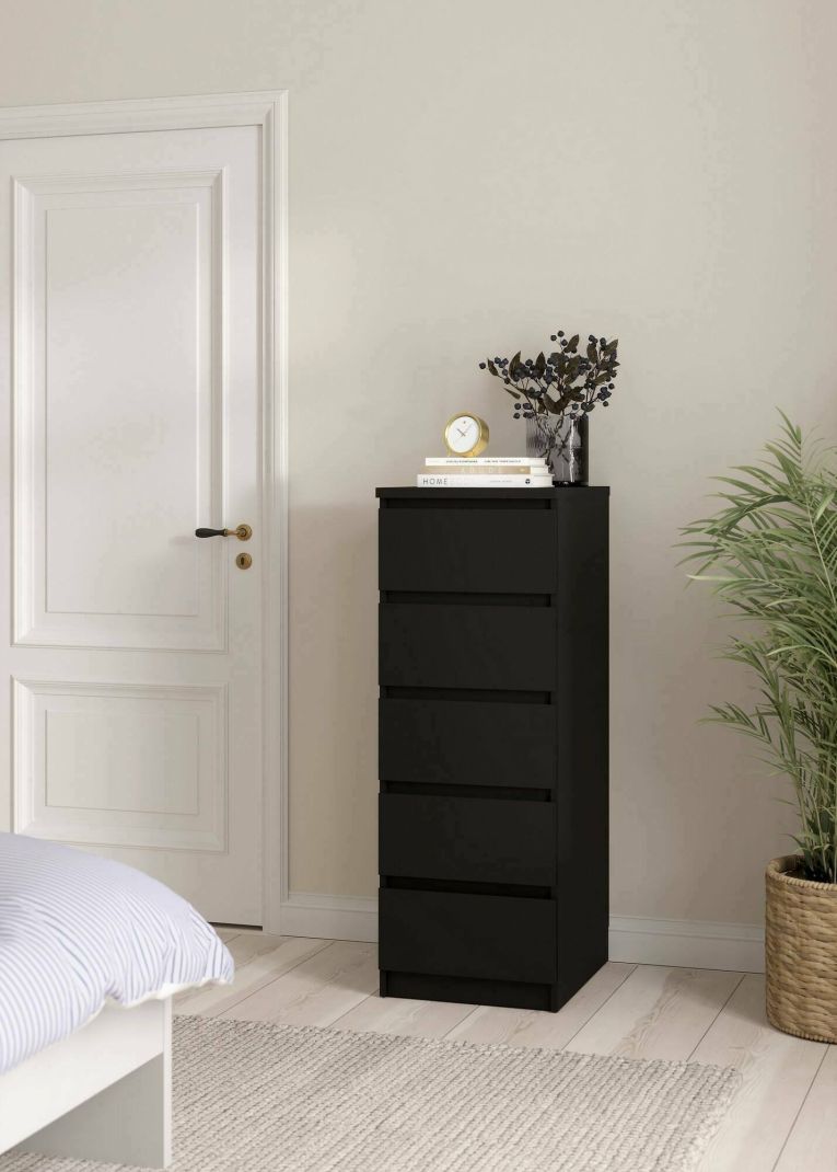Cassettiera Joelle, Settimino multiuso, Comò camera da letto, Mobile con cassetti, 50x40 h111 cm, Nero