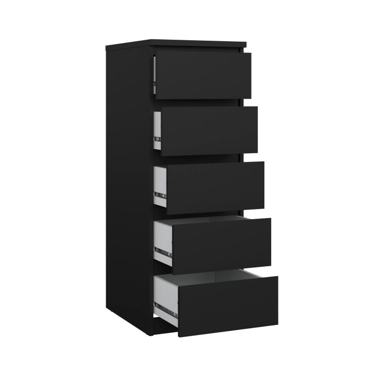 Cassettiera Joelle, Settimino multiuso, Comò camera da letto, Mobile con cassetti, 50x40 h111 cm, Nero