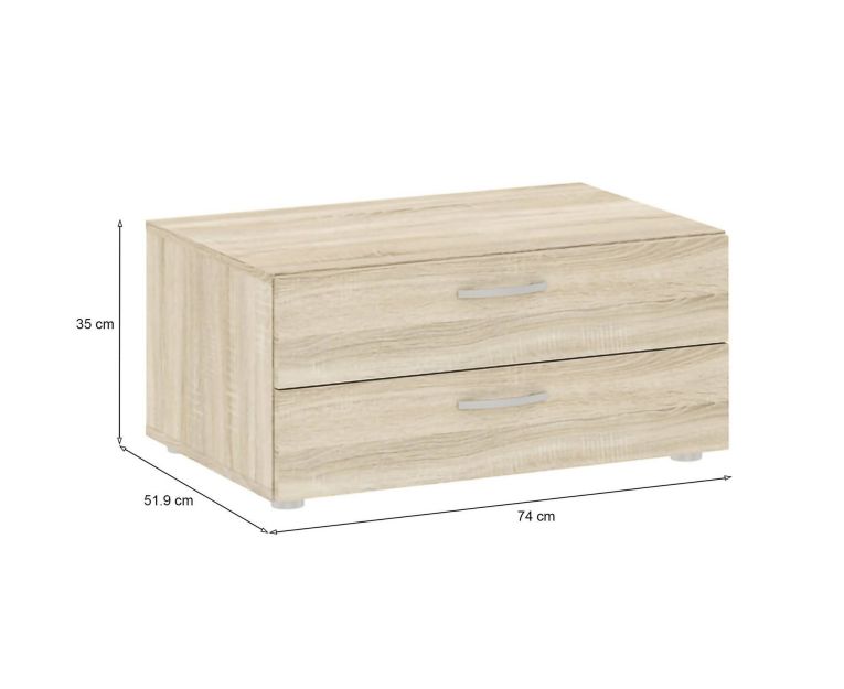 Cassettiera Limerick, Settimino multiuso, Comò camera da letto, Mobile con cassetti, 74x52 h35 cm, Rovere