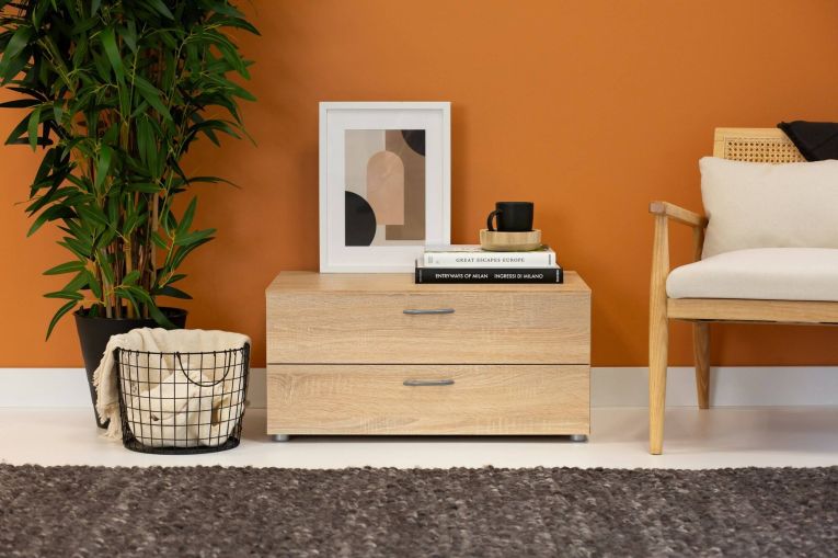 Cassettiera Limerick, Settimino multiuso, Comò camera da letto, Mobile con cassetti, 74x52 h35 cm, Rovere