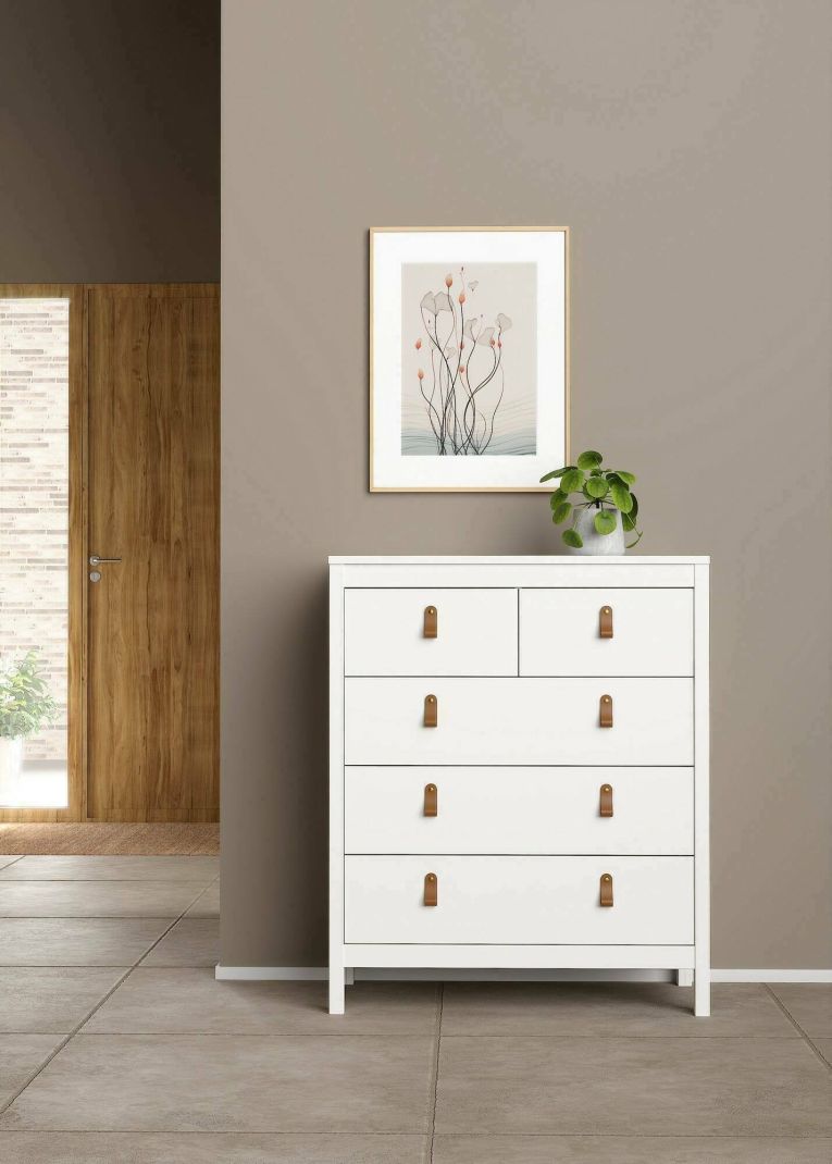 Cassettiera Margo, Settimino multiuso, Comò camera da letto, Mobile con cassetti, 48x82 h99 cm, Bianco