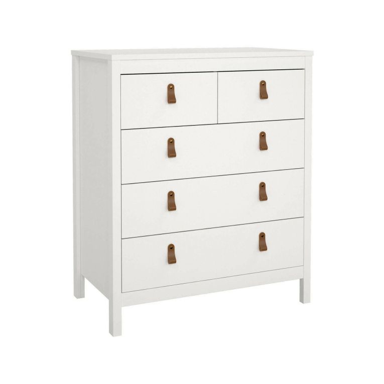Cassettiera Margo, Settimino multiuso, Comò camera da letto, Mobile con cassetti, 48x82 h99 cm, Bianco