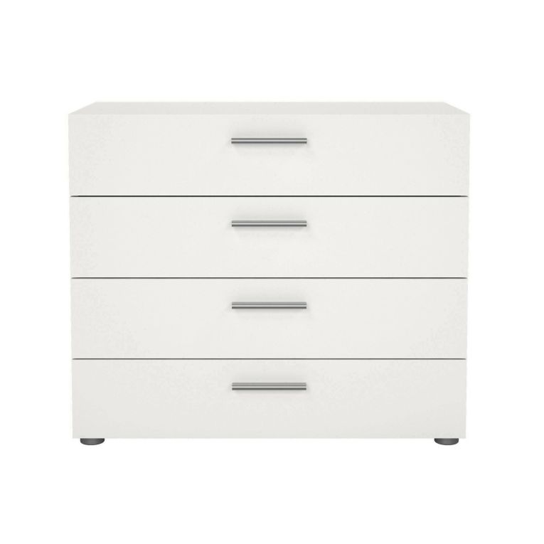 Cassettiera Marinette, Settimino multiuso, Comò camera da letto, Mobile con cassetti, 80x40 h68 cm, Bianco