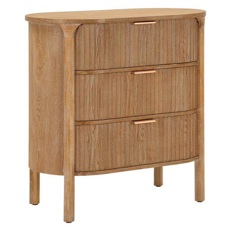 Cassettiera Marrone Ciliegio oro 3 Cassetti Effetto Invecchiato 81x47x82h cm, Apertura Scorrevole - Fama